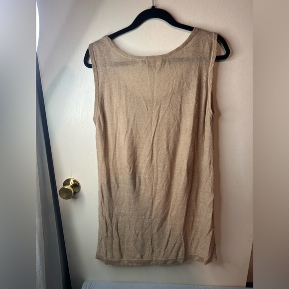 Calvin Klein 55% Linen‎ sleeveless top Tan with brown stripes size 0X - Picture 6 of 9